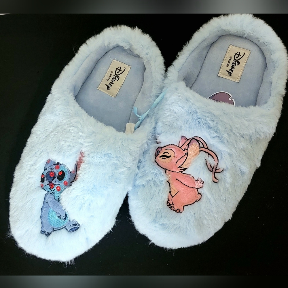 NWT! ♥️ Disney Stitch & Angel Smooch Slippers Lilo Size 7 8 - Picture 2 of 8